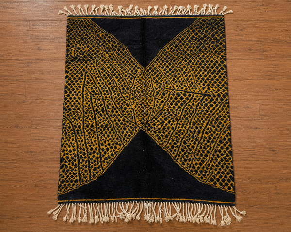 Black & Gold M'rirt Rug – Handmade Moroccan Wool Area Rug