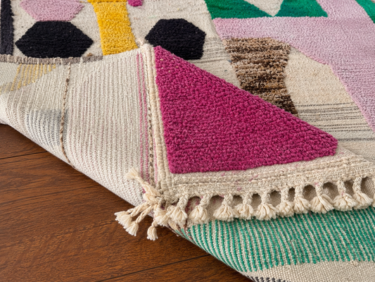 Colorful Abstract Wool Rug – Modern Geometric Statement Rug