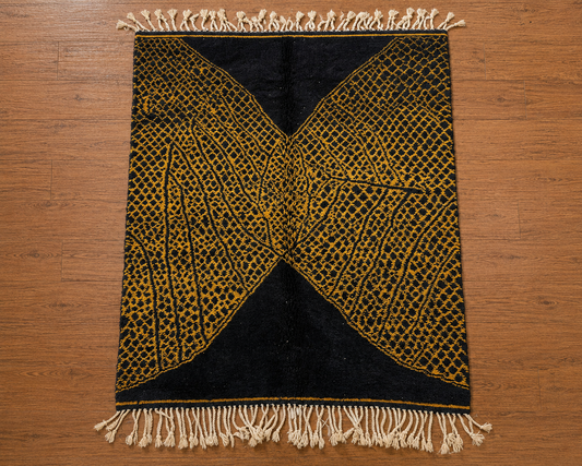 Black & Gold M'rirt Rug – Handmade Moroccan Wool Area Rug