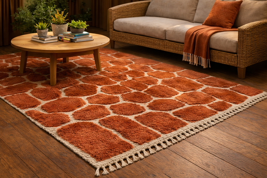 Alternate view of handmade terracotta Moroccan wool rug