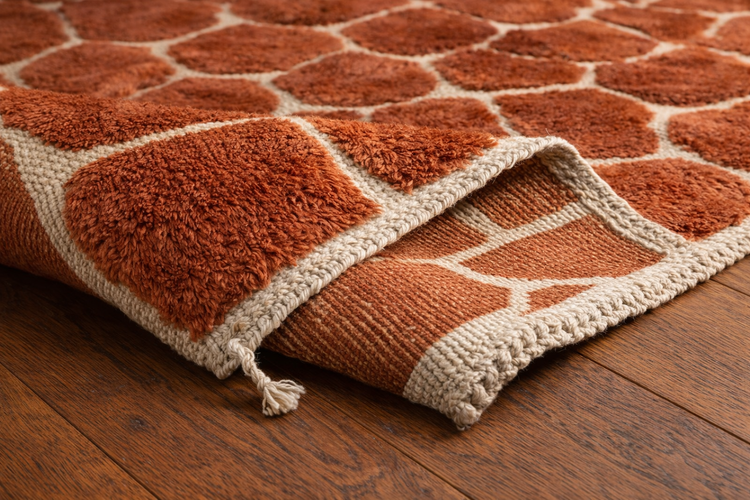Additional view of handmade terracotta Moroccan wool rug