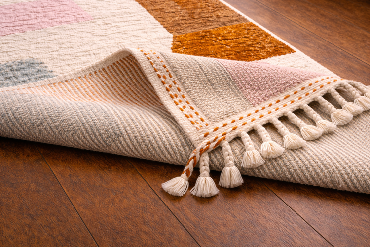 Modern Abstract Wool Rug – Ivory & Terracotta