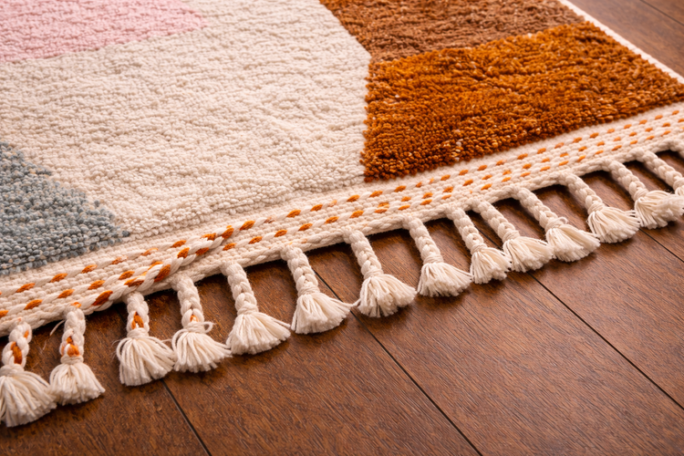 Modern Abstract Wool Rug – Ivory & Terracotta